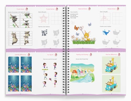 Image of Wonder Magic - Pack of 4 Books Interactive Learning Set: Maths, Drawing, Numbers & Alphabet | Ages 3-6 | 6+ Hours of Skill-Building Fun