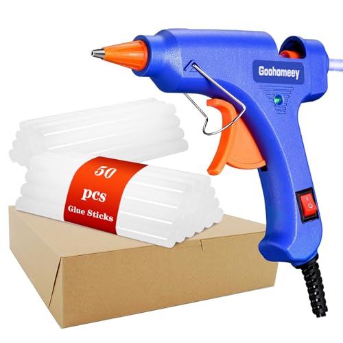Hot Glue Gun For Kids - 20 Watt Mini Gun 50pcs Sticks Anti-Scald Design Hot Glue Guns for Crafts/DIY/Arts/Card/Plastic/Wood (20watt + 50pcs clear glue sticks)