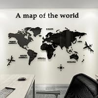 Houten wereldkaart voor aan de muur - kleur donker walnoot 150 cm x 90
