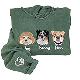 Famitrendz Custom Embroidered Dog Mom Sweatshirt, Personalized Pet Photo Crewneck, Custom Dog Portrait Sweatshirt, Gift for Dogs Mom, Dogs Lovers and Pet Lovers