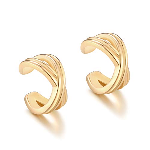 Gold Cross X Ear Cuff for Women Dainty Huggie Non Pierced Cute Earrings Clip on Cartilage Simple Ear Clip Jewelry Gifts - Pair