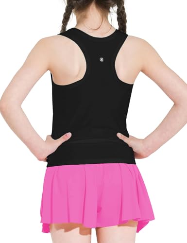 Hvididan Girls Tank Tops Sleeveless Crewneck Racerback Crop Tops for Girls Kids Athletic Tank Top for Dance Yoga Gym 5-6Y Black