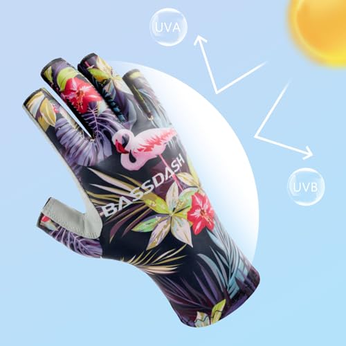 Image of Bassdash ALTIMATE UPF 50+ Women's Fishing Gloves UV Sun Protection Fingerless Gloves for Kayaking Paddling Hiking Cycling Driving Shooting Training
