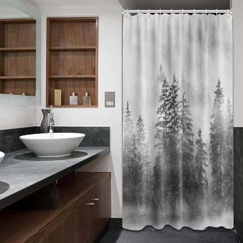 puuiui Small Stall Shower Curtain Rv Grey Forest, 48 x 72 Inchs