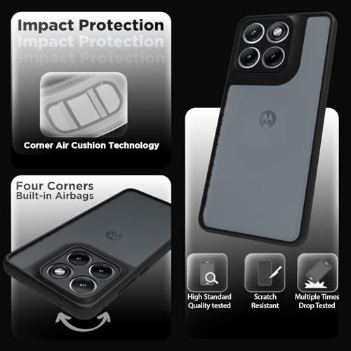 Image of RIGGEAR Shockproof Sleek Hybrid Armor Back Cover Case for Motorola Moto Edge 70 Fusion 5G (Smoke Black Matte PC + Black TPU Bumper)