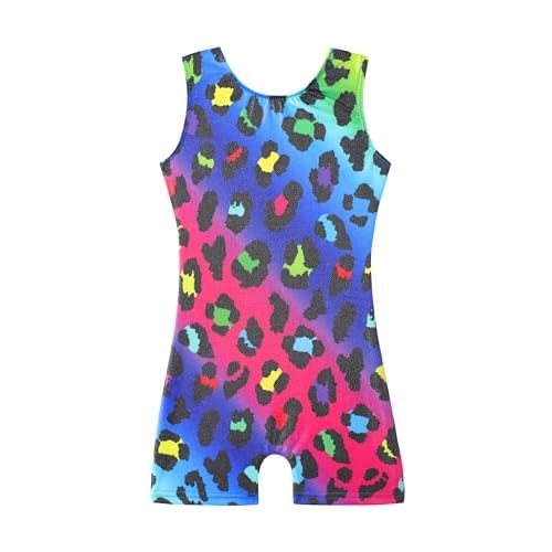 HOZIY Gymnastics Leotards for Girls Unicorn Aurora Rainbow Mermaid Dinosaur Cupcake Sparkle Biketard Toddlers Kids Children 1-2T Multicolor Rainbow Leopard