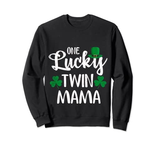 One Lucky Twin Mama Leprechaun Hat Día de San Patricio Sudadera