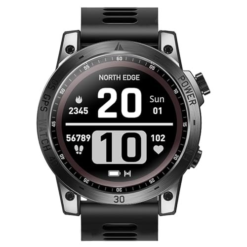 NORTH EDGE Reloj inteligente deportivo para hombre, GPS, monitor de salud, IP68, resistente al agua, rastreador de fitness para Android iPhone con oxígeno en sangre, frecuencia cardíaca, monitor de