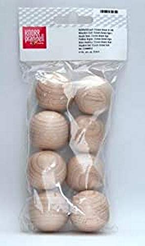 Boule en Bois Brut Cire, 35mm, Lot de 8