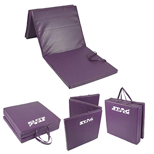 Image of STAG Multi-Purpose Foldable Fitness MAT 180 CM X 60 CM X 40 MM | Use as Tumbling mat, Gymnastics mat, Crash pad | Thick Foam | for Both Men and Women
