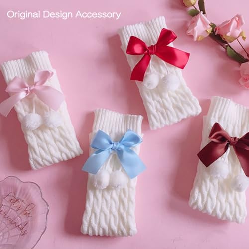 Kawaii Leg Warmers with Bows, Ribbed Knitted Streetwear4