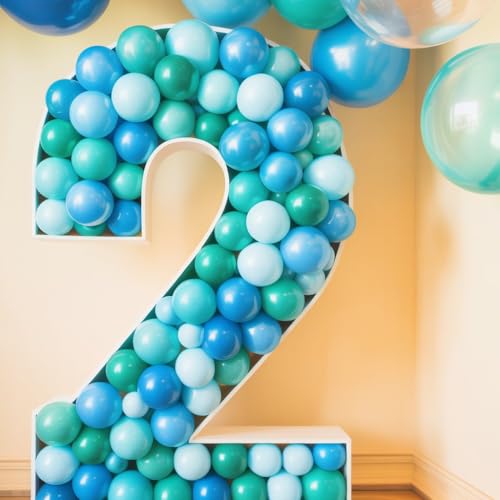 Image of Funhot Teal Blue Balloons Set, 60PCS Turquoise Blue Balloon, 12Inch Pastel Blue Pearl White Latex Balloon Metallic Blue Balloons for Birthday Baby Shower Shark Ocean Party Decorations
