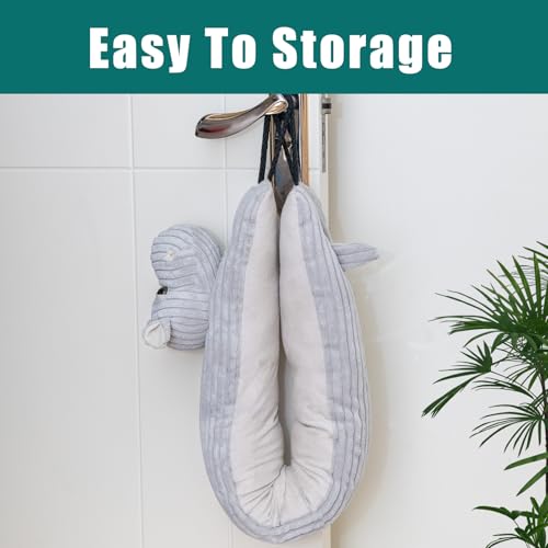 Image of Marwood Under Door Draft Stopper Decorative Wind Stopper 30 inch for Door & Window, Weighted Animal Air Draft Stopper Snake Noise Blocker for Bottom of Door with Hanging Loops - Hippo