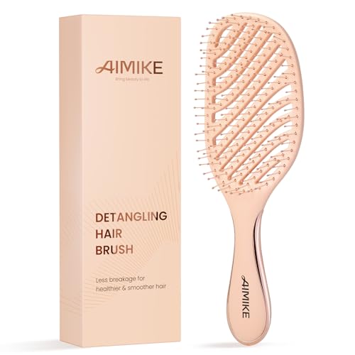 AIMIKE Rose Luxe Detangler Brush, Pain-Free Vented Detangling Brush with Ultra-Soft FlexGlide Bristles, Effortlessly Remove Knots & Reduce Hair Breakage, Wet Dry Hairbrush for Women, Girls, Kids