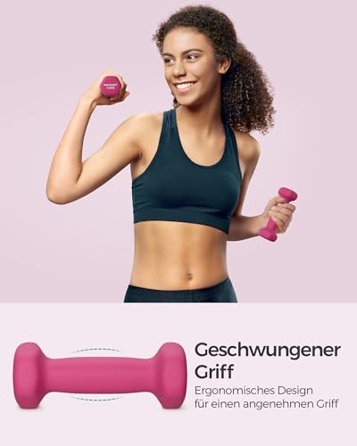 SONGMICS Hanteln 2er Set, 2 x 0,5 kg, Kurzhanteln mit matter Beschichtung aus Neopren, rutschfest, Fitness, Krafttraining, für Zuhause, Fitnessstudio, pink SYL61PK