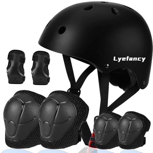 Lyefancy Casque de vélo pour enfants et set de protections pour 3-13 ans, filles et garçons, casque pour tout-petit réglable, équipement de protection,...