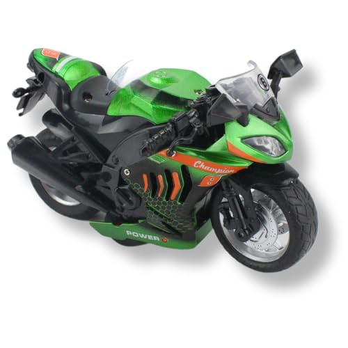 Moto de Fricção com Luz e Sons 1:12, Pneus de Borracha, Carcaça em Metal e Plástico, Bateria Inclusa