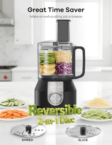 Ganiza 4-in-1 Food Processor with 2x4-Cup Bowls, Slice, Shred, Mince, Whisk - 2