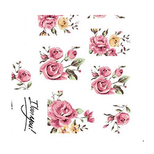 aloiness Nagelsticker Rosa Blumen Nageldesign Nail Art Sticker Decals Nail Selbstklebende 3D Design Tipp Nail Wraps für… – Bild 3
