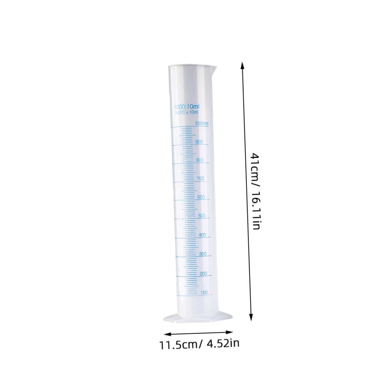 iplusmile Misurino Cilindri Graduati in Plastica 5 Pezzi Base Pentagonale e Capacità da 50ml a 1000ml per Misurazione Liquidi da Laboratorio e Processi Chimici