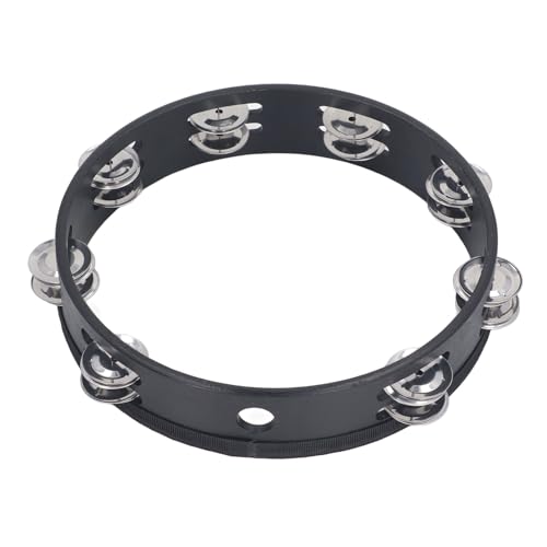 Pandeiro Portátil de 10 Polegadas, Com Sinos de Camada Dupla, Madeira Maciça e PET, para Concerto, F