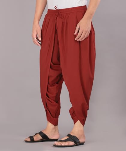 Image of Urali Men's Solid 100% Cotton Dhoti Pants - D100A