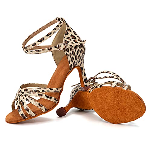 Swdzm T-WZSP802-GB-LEOPARD-8.5CM-41 Women Professional Latin Ballroom Dance Shoes Salsa Ballroom Dancing Shoes Practice Shoes,Leopard,8.5 Us thumb #7