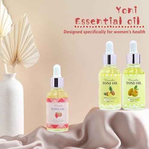 3 Packs Yoni Oil for Women, 100% Natural Feminine Oil Intimate Deodorant for Women, Eliminates Odor and Ph Balanced, Feminine Serum Made with Pure Natural Essential Oils (1 fl oz/30 ml)