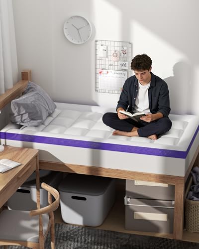 Image of ChiXpace Dual Layer 4 Inch Memory Foam Mattress Topper Full XL - 2 Inch Gel Memory Foam and 2 Inch Pillow Top Mattress Pad,7-Zone Egg Crate Full XL Size Mattress Topper (White)