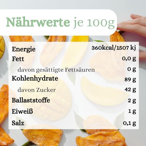 1001 Frucht - getrocknete Mango, 1Kg, Neue Ernte, Naturbelassen, Ohne Zuckerzusatz, Vegan, Sonnengetrocknete saftige Mango Streifen ungeschwefelt, Tropischer Snack
