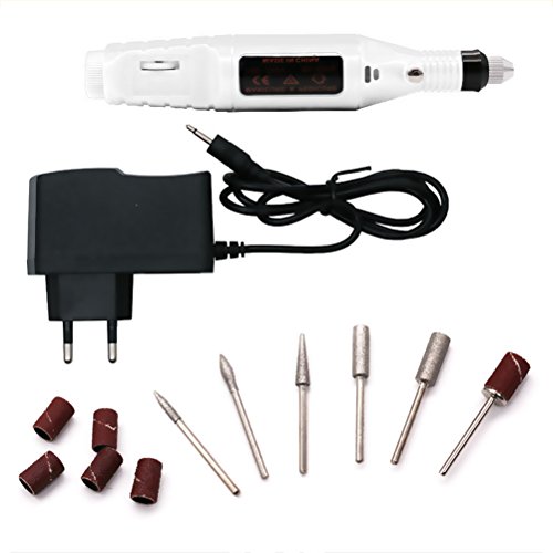 Frcolor Elektryczny pisak do pedicure, profesjonalny polerski manicure, narzędzie do manicure, bity akrylowe, pielęgnacja stóp, kolor biały (wtyczka europejska)