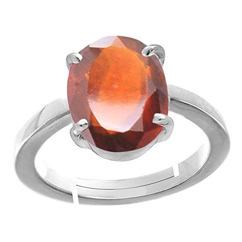 Grenat hessonite non chauffé sur bague ajustable en argent massif de qualité
