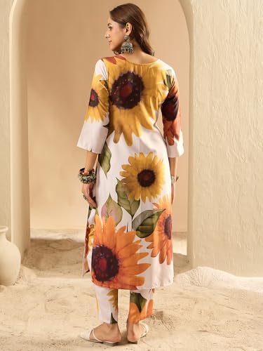 Image of INDO ERA Women Pure Cotton Kurta Palazzo Set | Printed Kurta with Palazzo Pants | Summer Friendly, Office Wear Co-Ord Set | Cord Set For Women Cotton