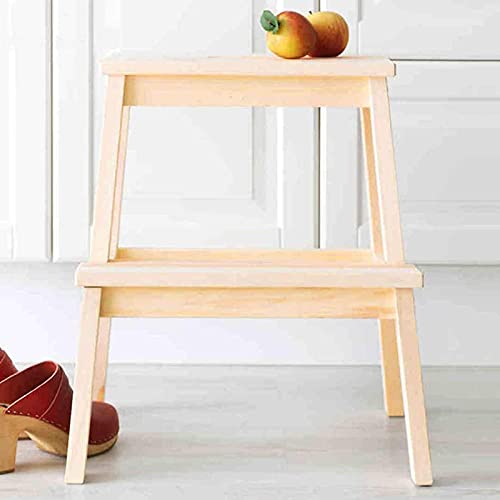 Taburete de escalada DASHADAO de madera maciza con dos peldaños para biblioteca 6