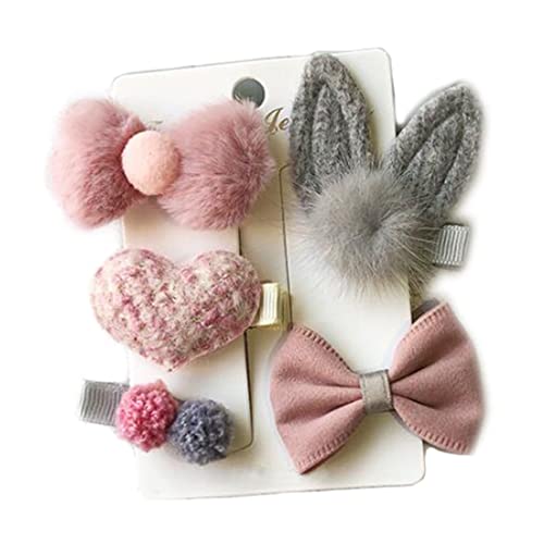 NOVAGO Lot de Barrettes pinces à cheveux fantaisie décoratives pour séance photo réussie de votre enfant bébé ou jeune fille (5 Pcs, Rose Gris 1)