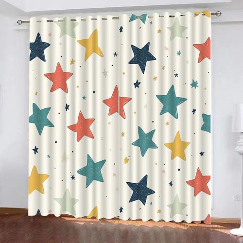 Cortinas Opacas 2 Piezas,Cortina Infantil Opaca para Habitación De Niños, Cortinas Estrellas Grises y Blancas Juvenil Chica Chico con Ojales,Diseño Dinosaurio,140X160Cm,A13