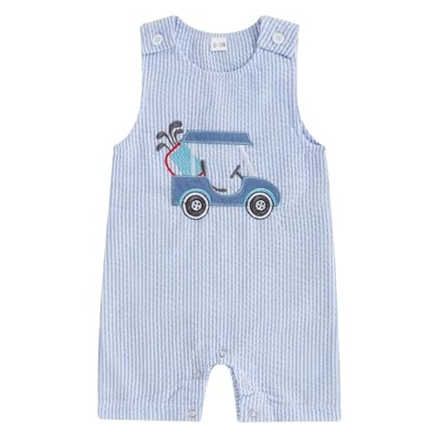 Gaono Baby Boy Golf Outfit Sleeveless Golf Cart Embroidery Romper One-piece Jumpsuit Overall Newborn Summer Clothes (Blue, 3-6 Months) Cover