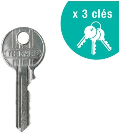 THIRARD FABRICANT DE SECURITE DEPUIS 1920 Thirard 00071526 Entrance Door 5, Silver, 3 Keys-Embossed Steel Boot Cover Type: Button + Cylinder 50 mm-Locks-Design