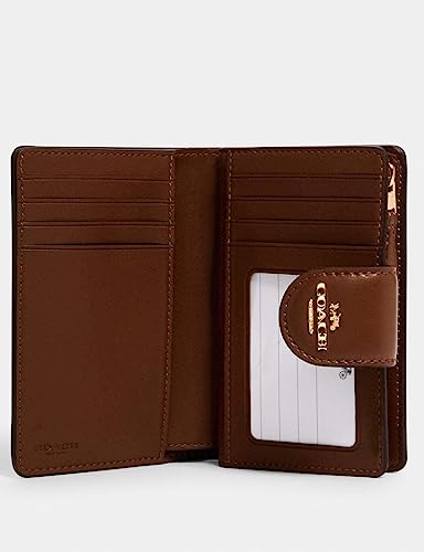 Coach Women's Medium Corner Zip Wallet In Signature Canvas (Khaki - Saddle2) #TOP1