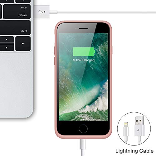 QTshine Battery Case for iPhone 6/6s/7/8, Upgraded [6000mAh] Protective Portable Charging Case Rechargeable Extended Battery Pack for Apple iPhone 6/6s/7/8 (4.7') - Rose Gold - Thumbnail 5