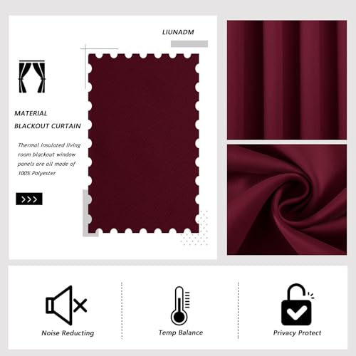 Rideau thermique isolant 100x65 cm vin rouge à oeillets pour salon - 5
