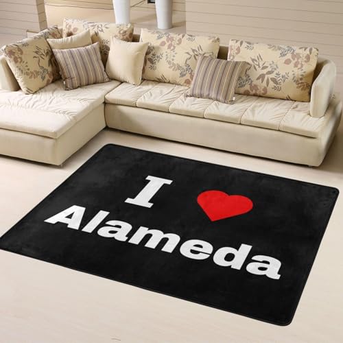I Love Alameda Area Rug 63x48in Non-Slip Indoor Carpet