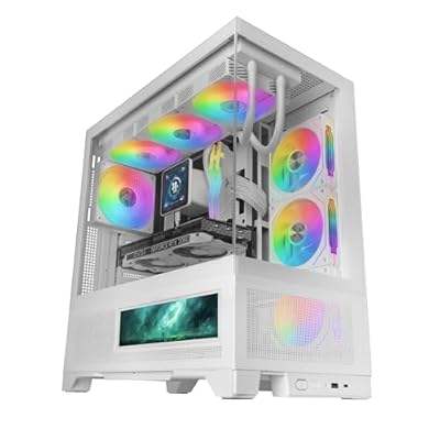 Mars Gaming MC-LCDX, Caja Gaming ATX, Pantalla IPS 9.16" Integrada y Conexión HDMI, Cristal Templado Continuo, Panel Inferior Full Mesh, Doble Cámara, Soporte Refrigeración Líquida hasta 360mm, Blanco | Ya disponible en tu tienda friki favorita! En mundofriki.es!