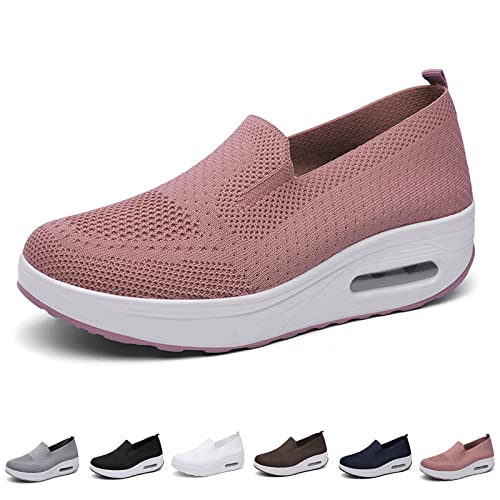 Fitsshoes - Scarpe da ginnastica ortopediche da donna, senza lacci, leggere, con cuscinetto d'aria, scarpe ortopediche da passeggio, rosa, 37 EU