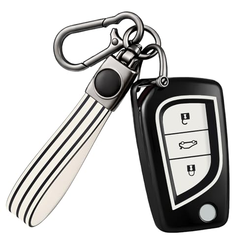 OFF WE GO Coque Clé Etui Cles pour Toyota RAV4 Scion TC IM Corolla Prius Yaris Aygo Auris Camry Avensis Voiture Clé à Télécommande Étui avec Porte-clés...
