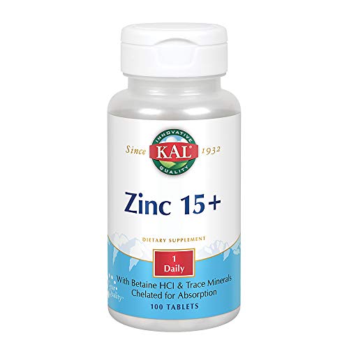 Kal 15 Mg Zinc Chelated Plus Tablets, 100 Count