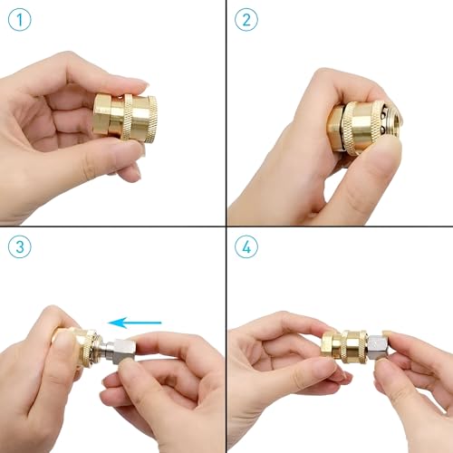 Image of Pressure Washer Adapter 1 /4 Inch Quick Connect Coupler, Female Quick Socket with Male Plug Connector, High Pressure Hose Fitting for Car Cleaning, Power Washing Machine & Foam Cannon