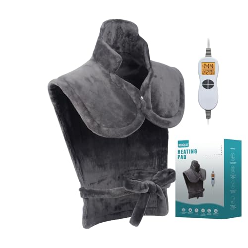 Ruqiji 26" x 35" Neck&Shoulder&Back Heating Pad with12 Temperature Settings, Pain Relief for Back/Neck/Shoulders/Menstrual Pain, Christmas Gifts for Women Men Mom Dad-Dark Grey