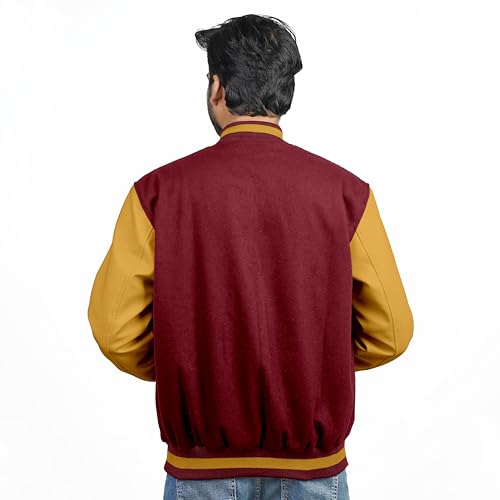 Image of Men's Fashion Varsity Jacket Causal Slim Fit Wool Letterman Baseball Bomber Jackets