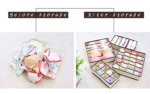 Hoople Foldable Organizers, Drawer Storage Boxes, Closet Organizer, Under Bed Organizer 4 Set Simple Houseware (White) #TOP2